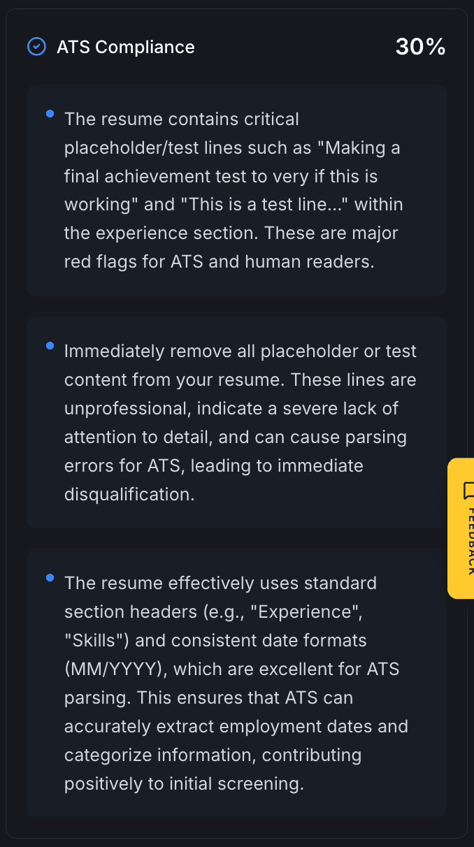 ATS Readiness Scores Feature
